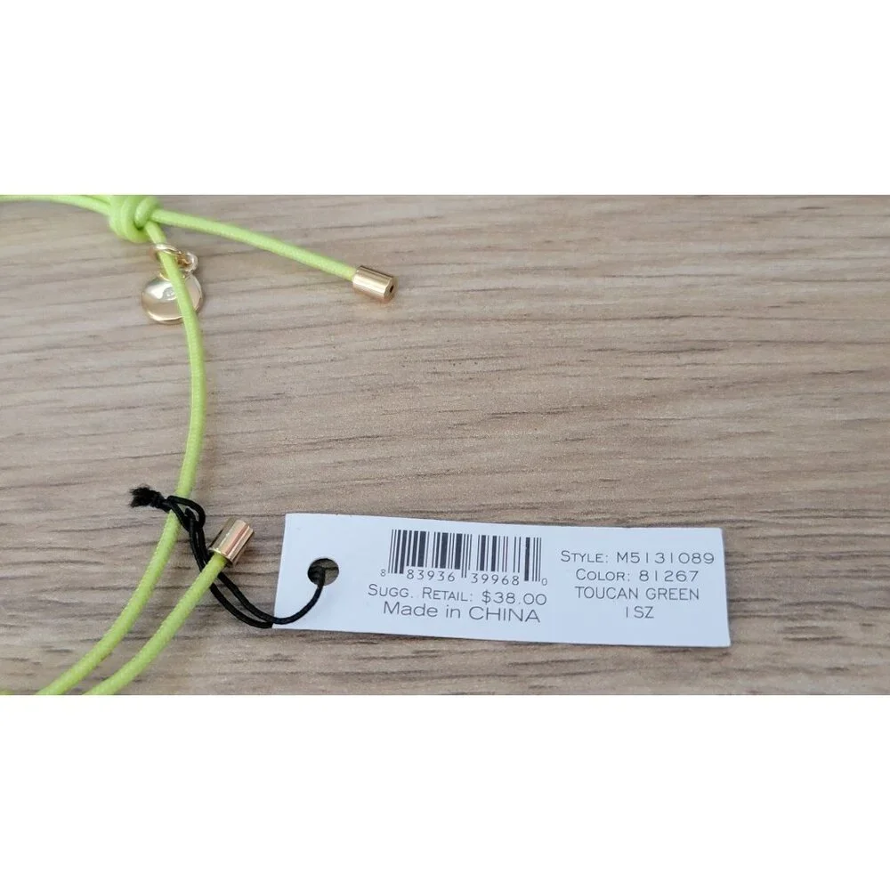 Marc by Marc Jacobs Neon Yellow Cord Friendship Bracelet Gold Charm NWT - Picture 6 of 6